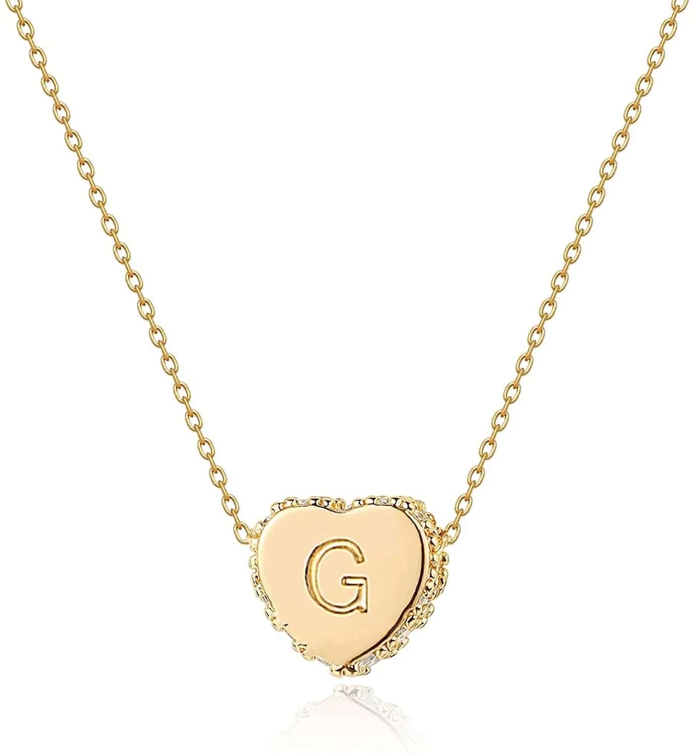 Tiny Gold Initial Heart Necklace-14K Gold Filled Handmade Dainty Personalized Letter Heart Choker Necklace Gift for Women Necklace Jewelry