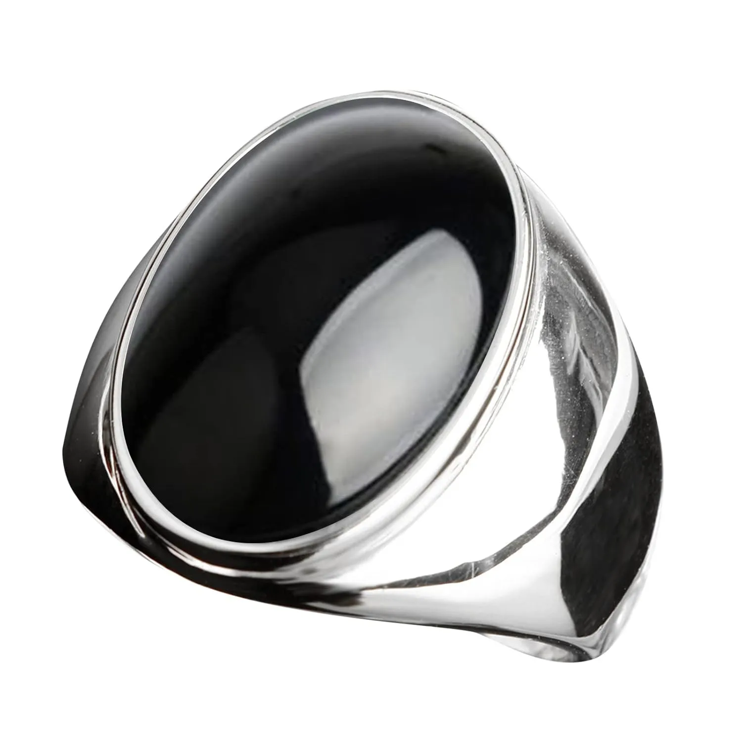 Titanium Steel Wedding Band Oval Shape Zircon Eternal Ring Anniversary Ring Vintage Party Jewelry for Women Men (Black, 7)
