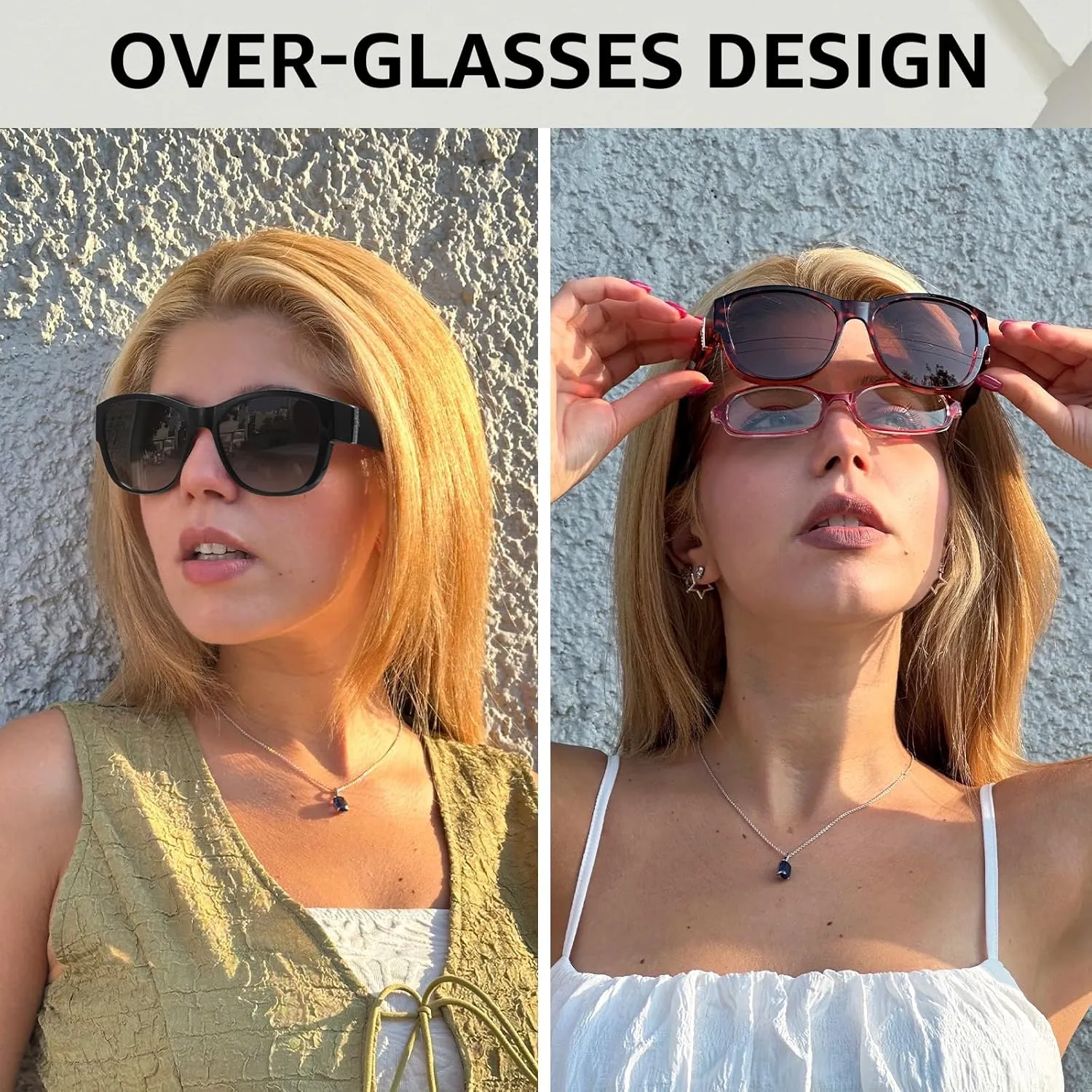 TJUTR Polarized Fit Over Glasses Sunglasses for Women UV Protection, Trendy Oversized Shades Wear Over Eyeglasses