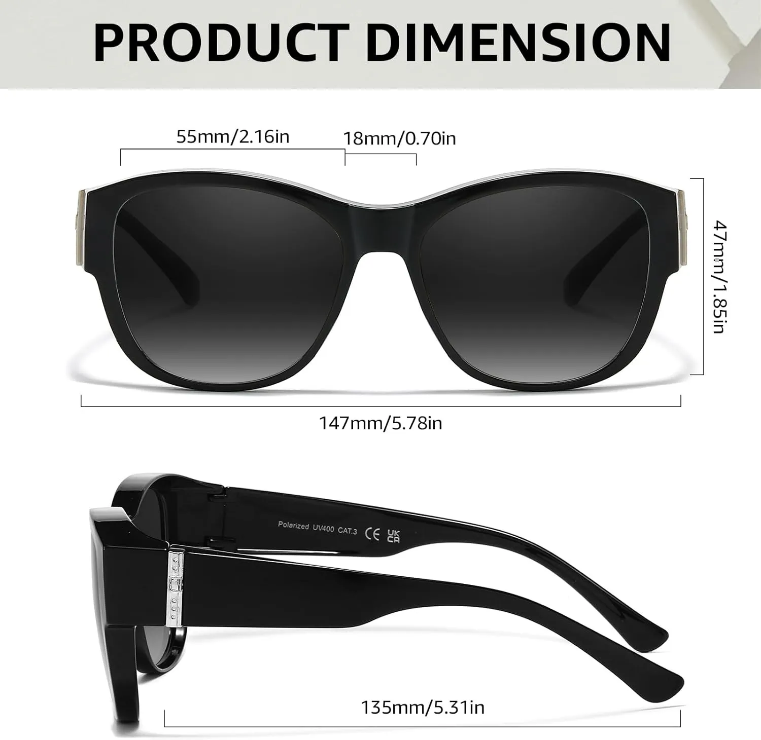 TJUTR Polarized Fit Over Glasses Sunglasses for Women UV Protection, Trendy Oversized Shades Wear Over Eyeglasses
