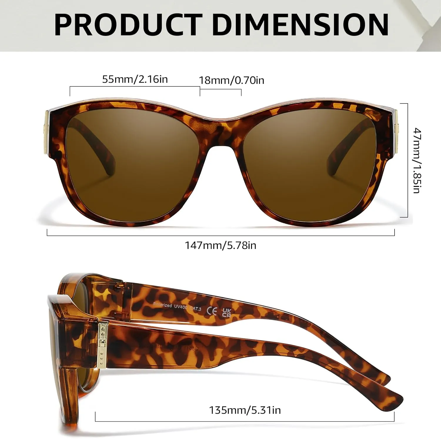 TJUTR Polarized Fit Over Glasses Sunglasses for Women UV Protection, Trendy Oversized Shades Wear Over Eyeglasses