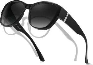 TJUTR Polarized Fit Over Glasses Sunglasses for Women UV Protection, Trendy Oversized Shades Wear Over Eyeglasses