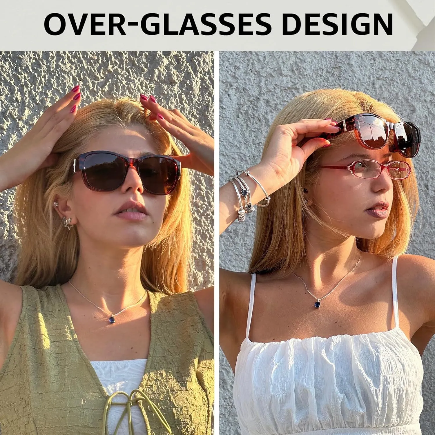 TJUTR Polarized Fit Over Glasses Sunglasses for Women UV Protection, Trendy Oversized Shades Wear Over Eyeglasses