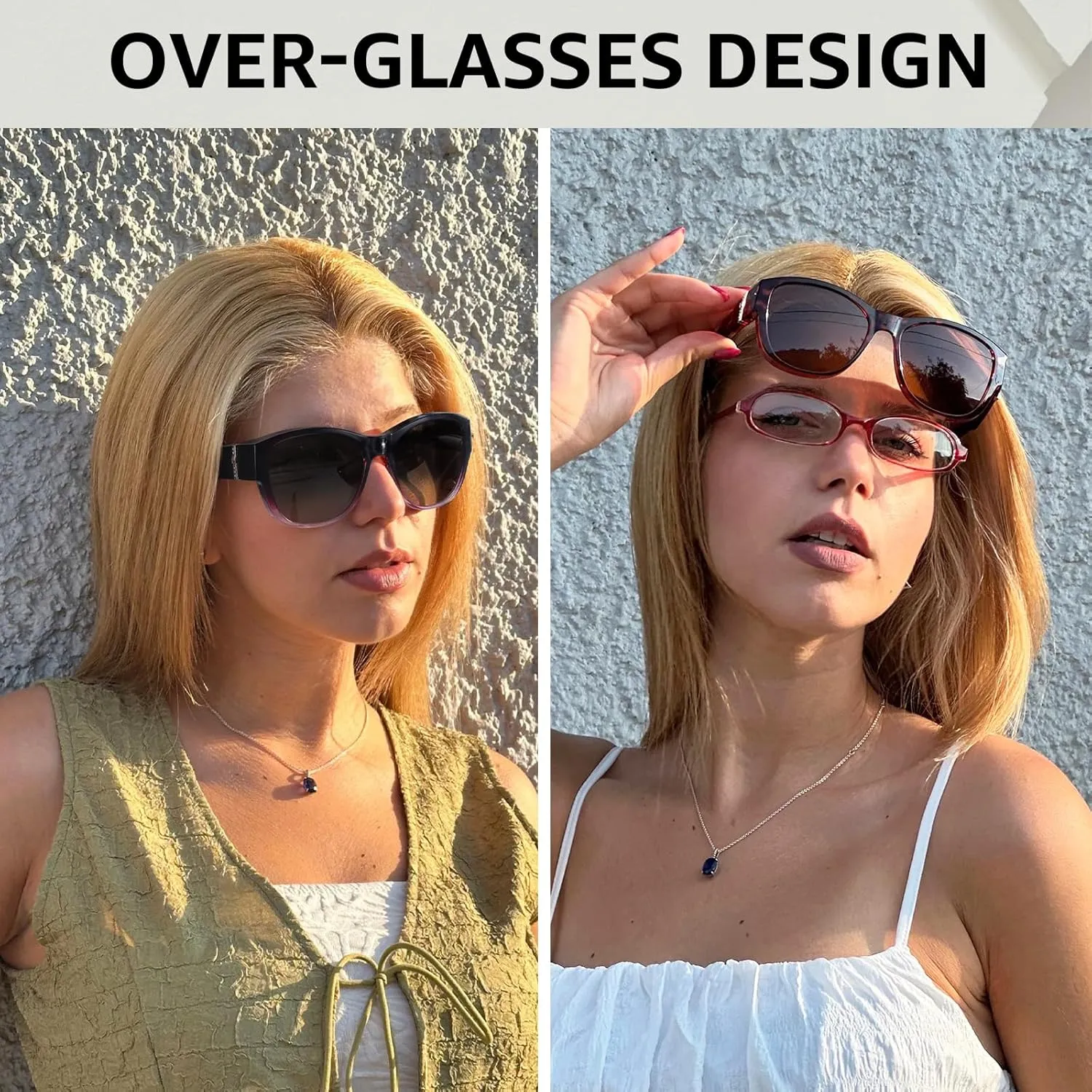 TJUTR Polarized Fit Over Glasses Sunglasses for Women UV Protection, Trendy Oversized Shades Wear Over Eyeglasses