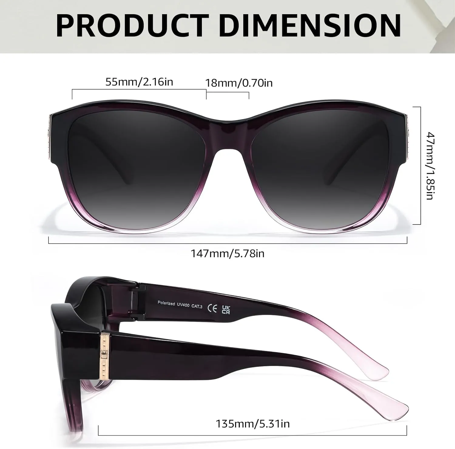 TJUTR Polarized Fit Over Glasses Sunglasses for Women UV Protection, Trendy Oversized Shades Wear Over Eyeglasses