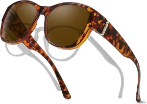 TJUTR Polarized Fit Over Glasses Sunglasses for Women UV Protection, Trendy Oversized Shades Wear Over Eyeglasses