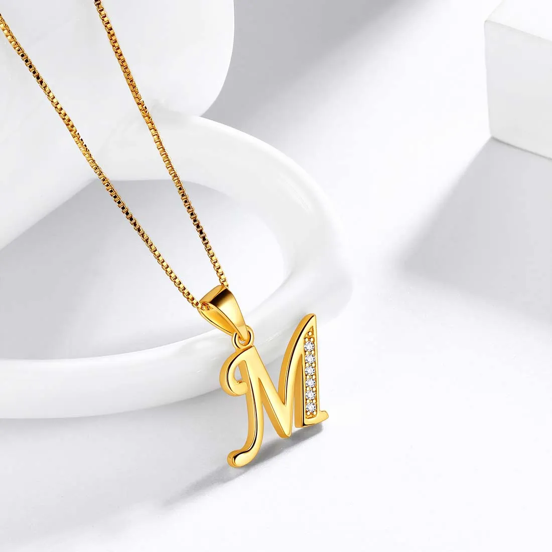 Tokyo Mart Letter M Initial Necklaces Pendant Women Men Name Jewelry Gift 925 Silver