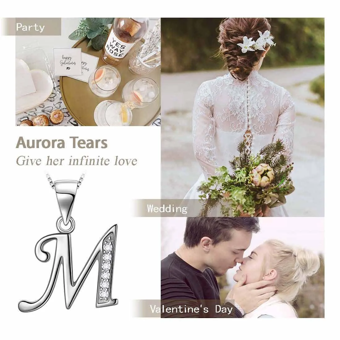 Tokyo Mart Letter M Initial Necklaces Pendant Women Men Name Jewelry Gift 925 Silver