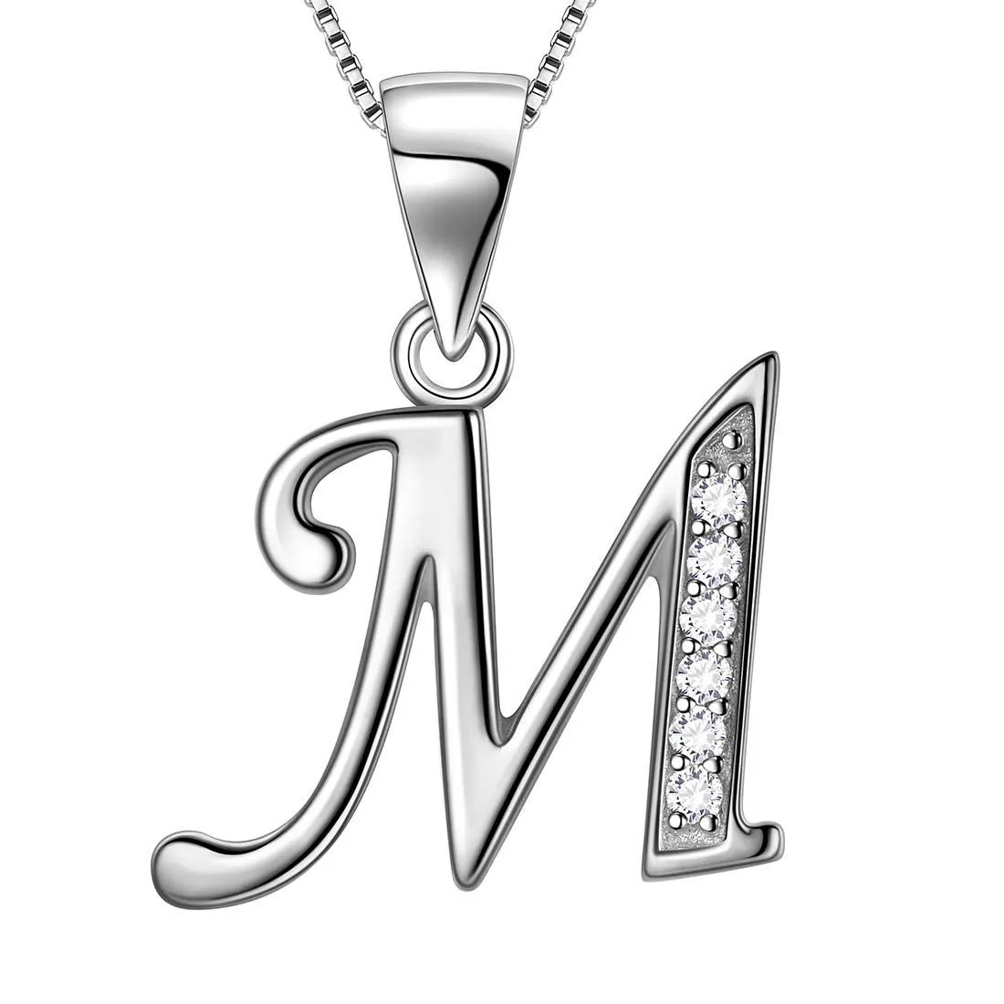 Tokyo Mart Letter M Initial Necklaces Pendant Women Men Name Jewelry Gift 925 Silver