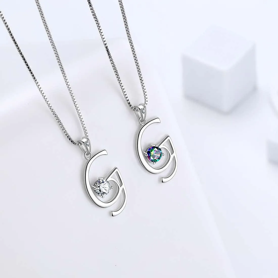 Tokyo Mart Women Initial G Letter Pendant Necklace Girl Name Jewelry Gift 925 Sterling Silver