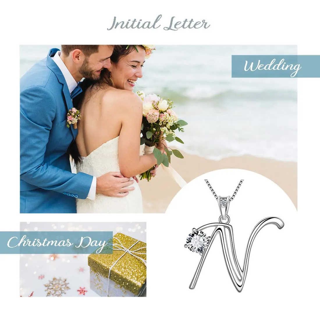 Tokyo Mart Women Initial N Letter Pendant Necklace Girl Name Jewelry Gift 925 Sterling Silver