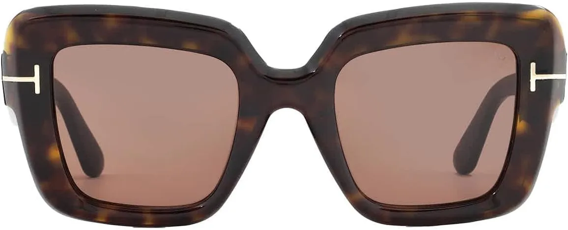 Tom Ford Esme Brown Square Ladies Sunglasses FT1157 52J 50, Dark Havana