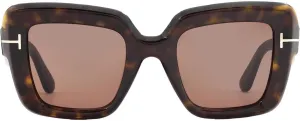 Tom Ford Esme Brown Square Ladies Sunglasses FT1157 52J 50, Dark Havana