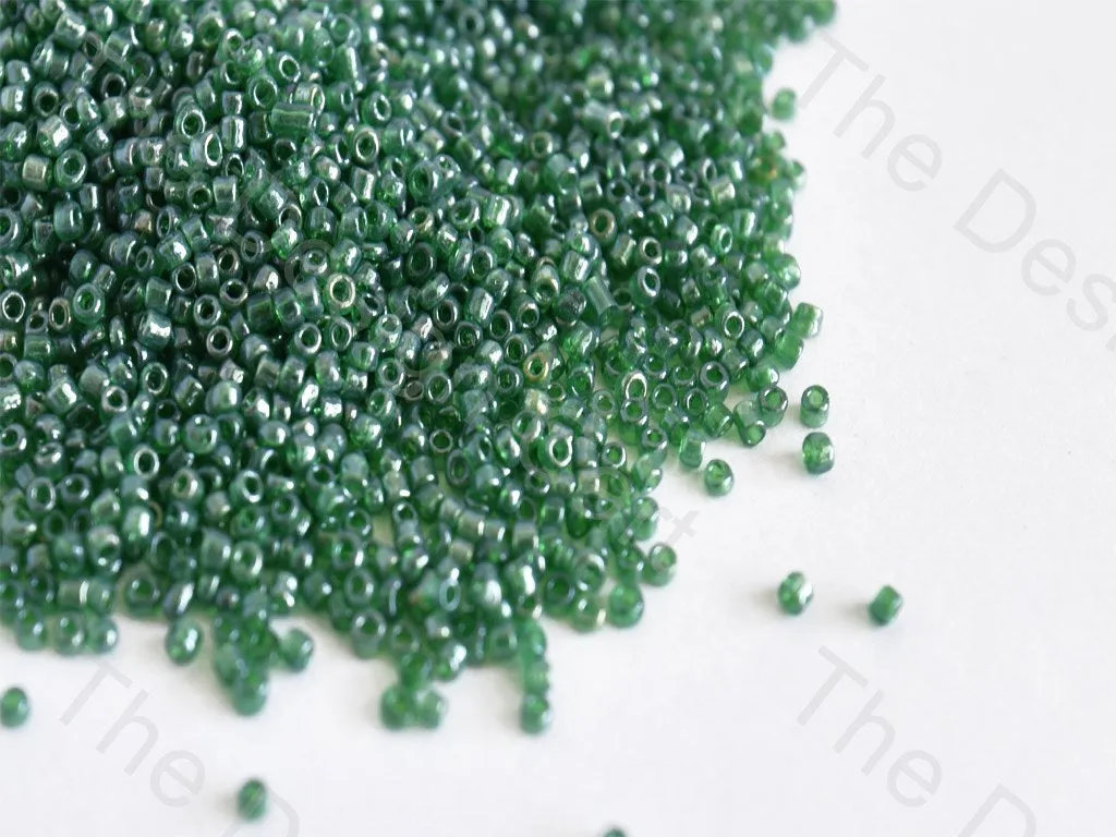 Transparent Luster Green Round Rocailles Seed Beads