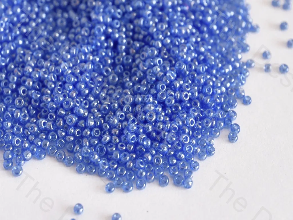 Transparent Luster Sapphire / Light Blue Round Rocailles Seed Beads