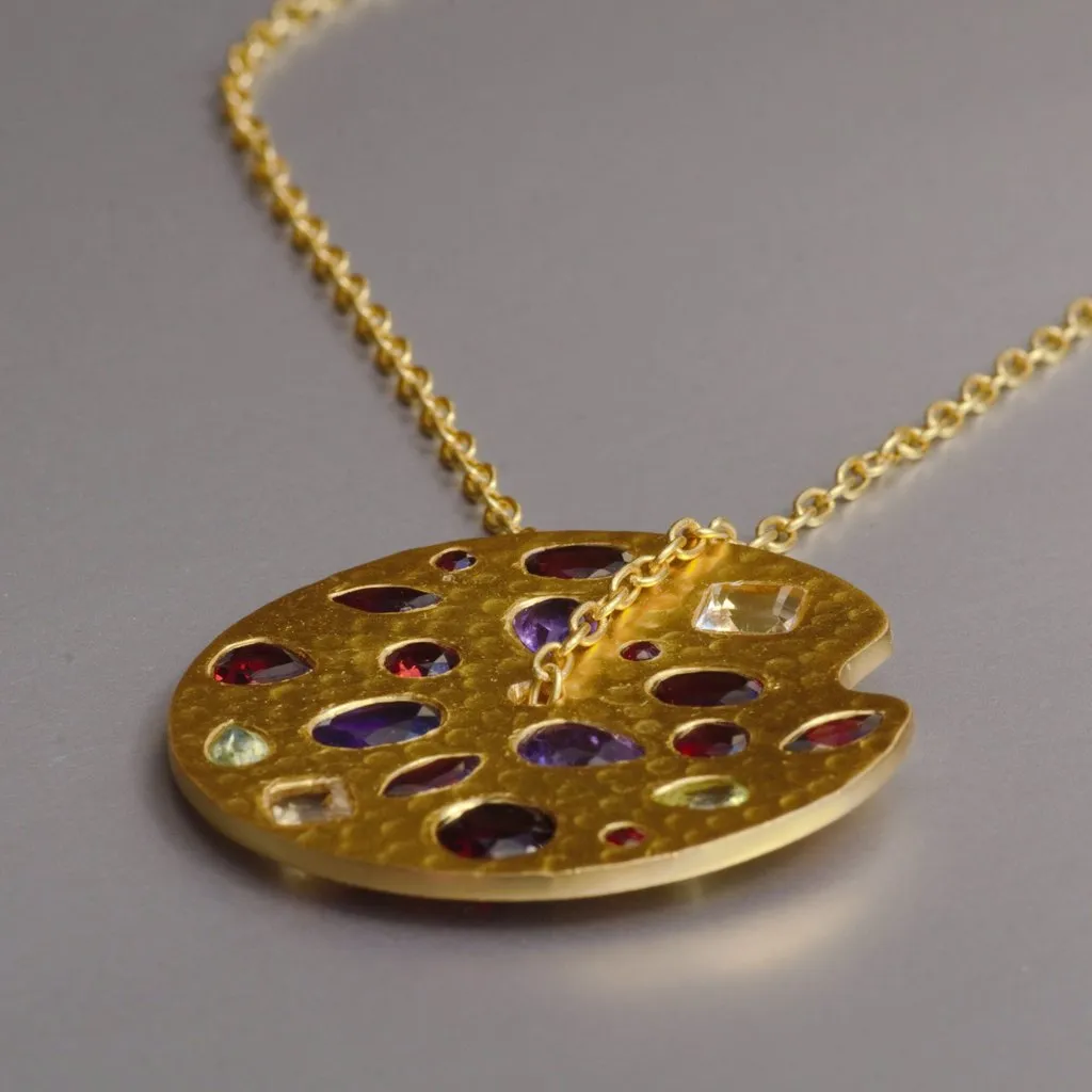 Tree of Life Gold Earrings With Garnet Gemstones