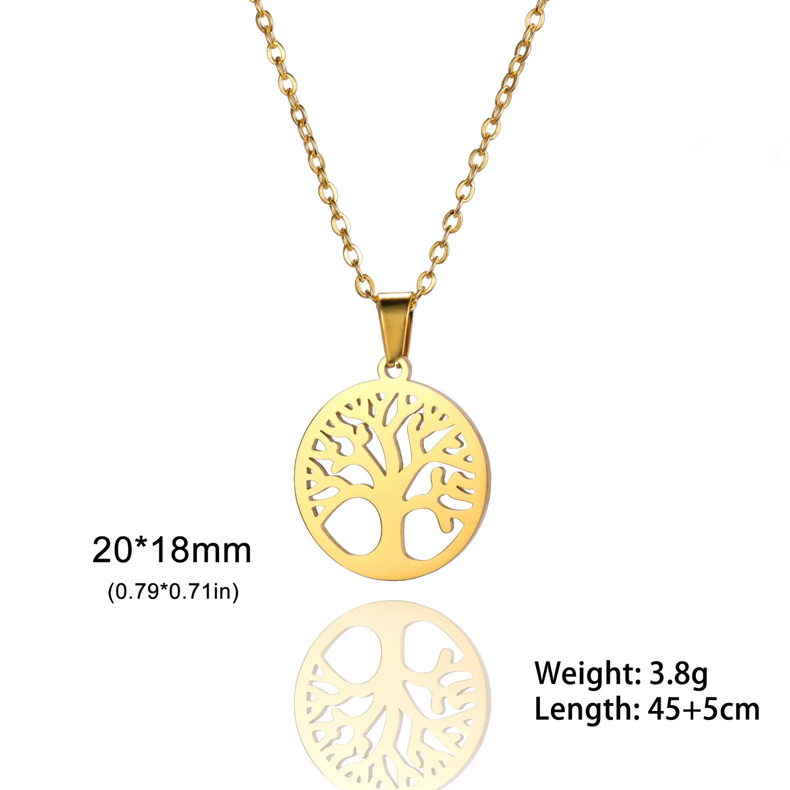 Tree of Life Pendant Stainless Steel Necklaces for Women Girls Gold Silver Color Zircon Luxury Chain