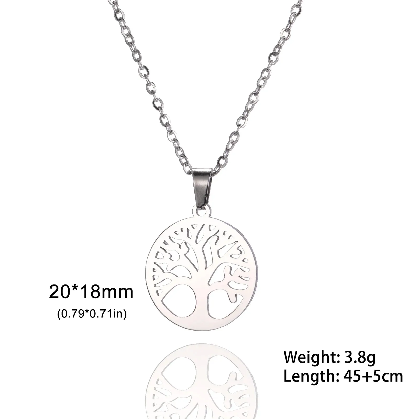Tree of Life Pendant Stainless Steel Necklaces for Women Girls Gold Silver Color Zircon Luxury Chain