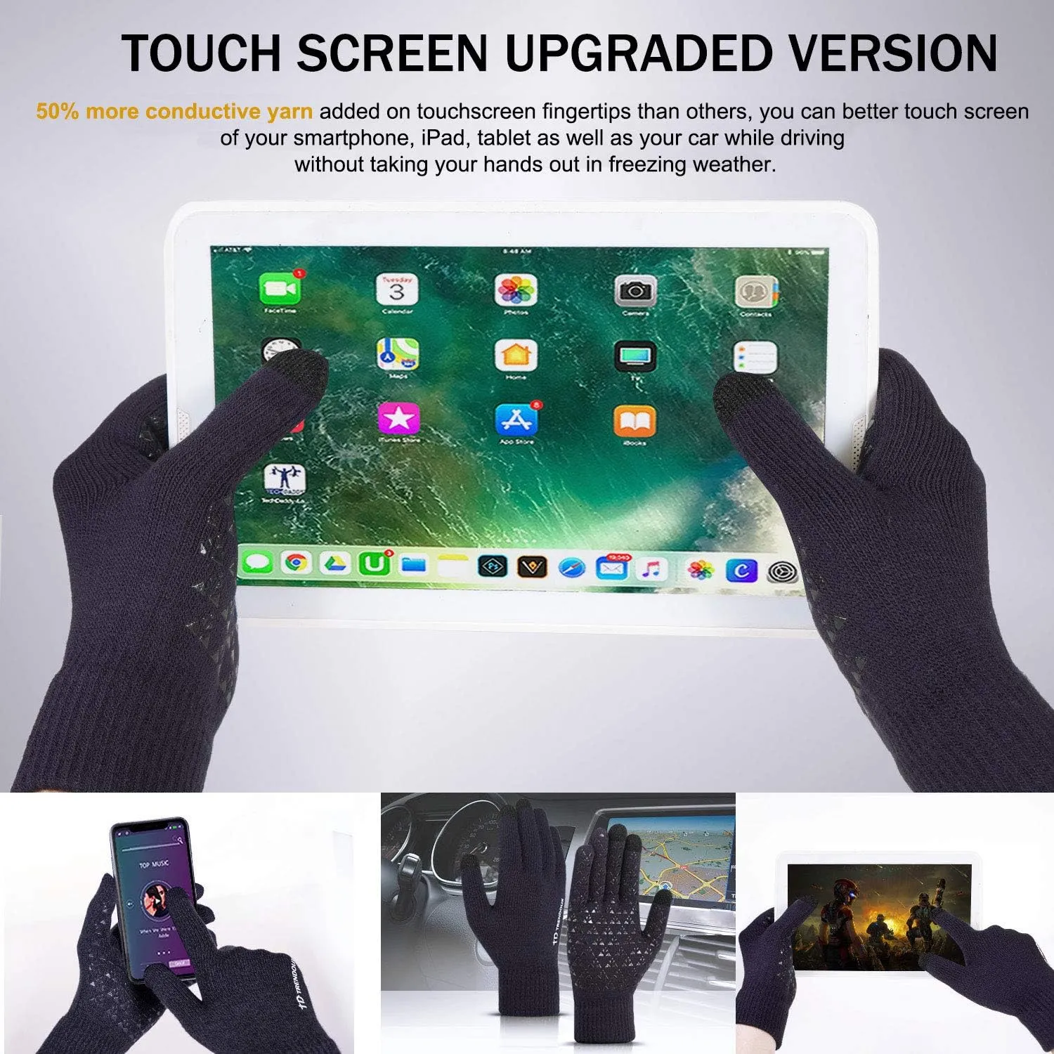TRENDOUX Winter Gloves for Men Women - Upgraded Touch Screen Cold Weather Thermal Warm Knit Glove for Running Driving Hiking