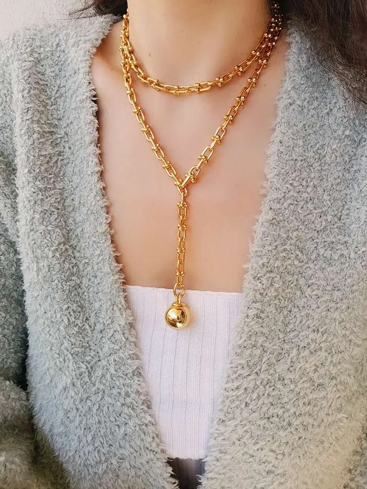 Trendy Gold Plated U-shaped Thick Chain Necklace