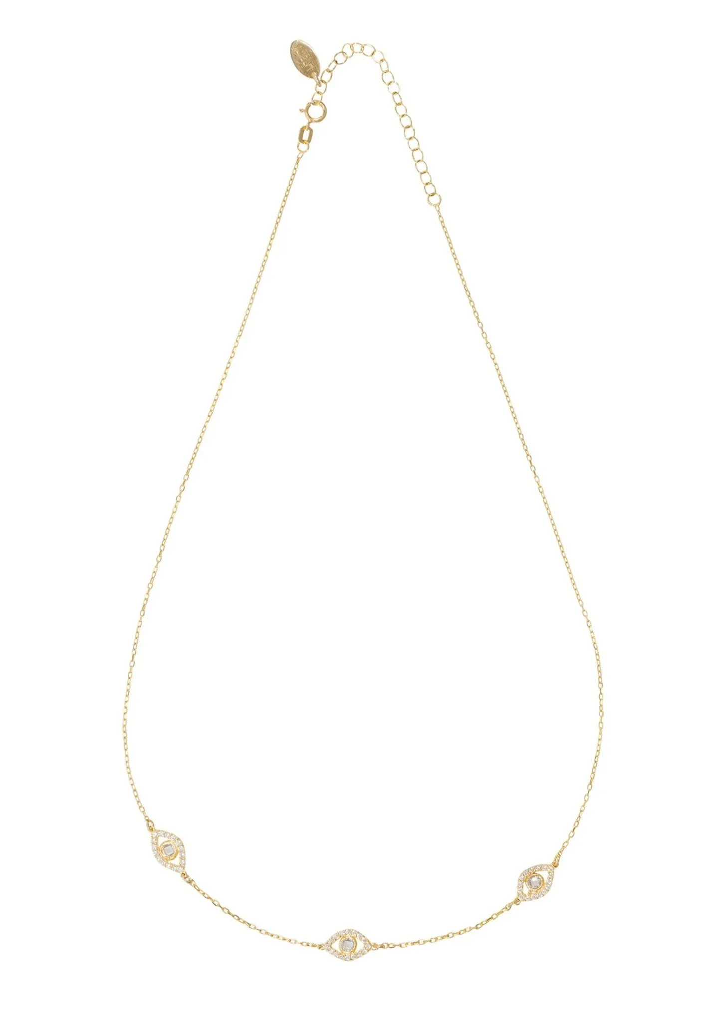 Triple Elliptical Eyes Necklace Gold