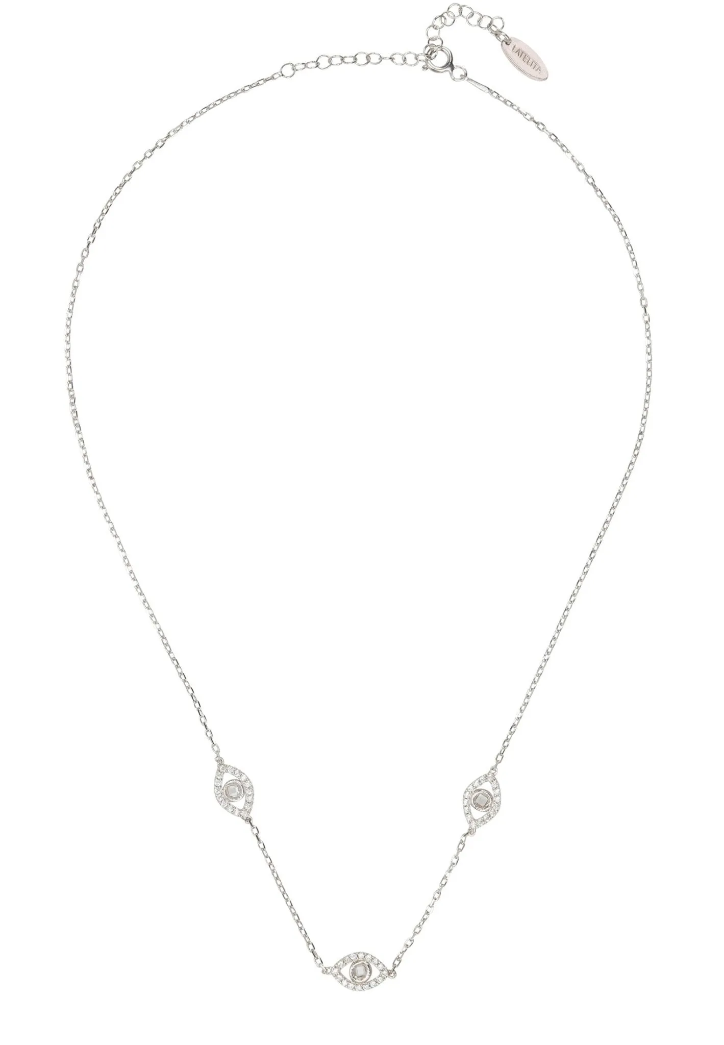 Triple Elliptical Eyes Necklace Silver