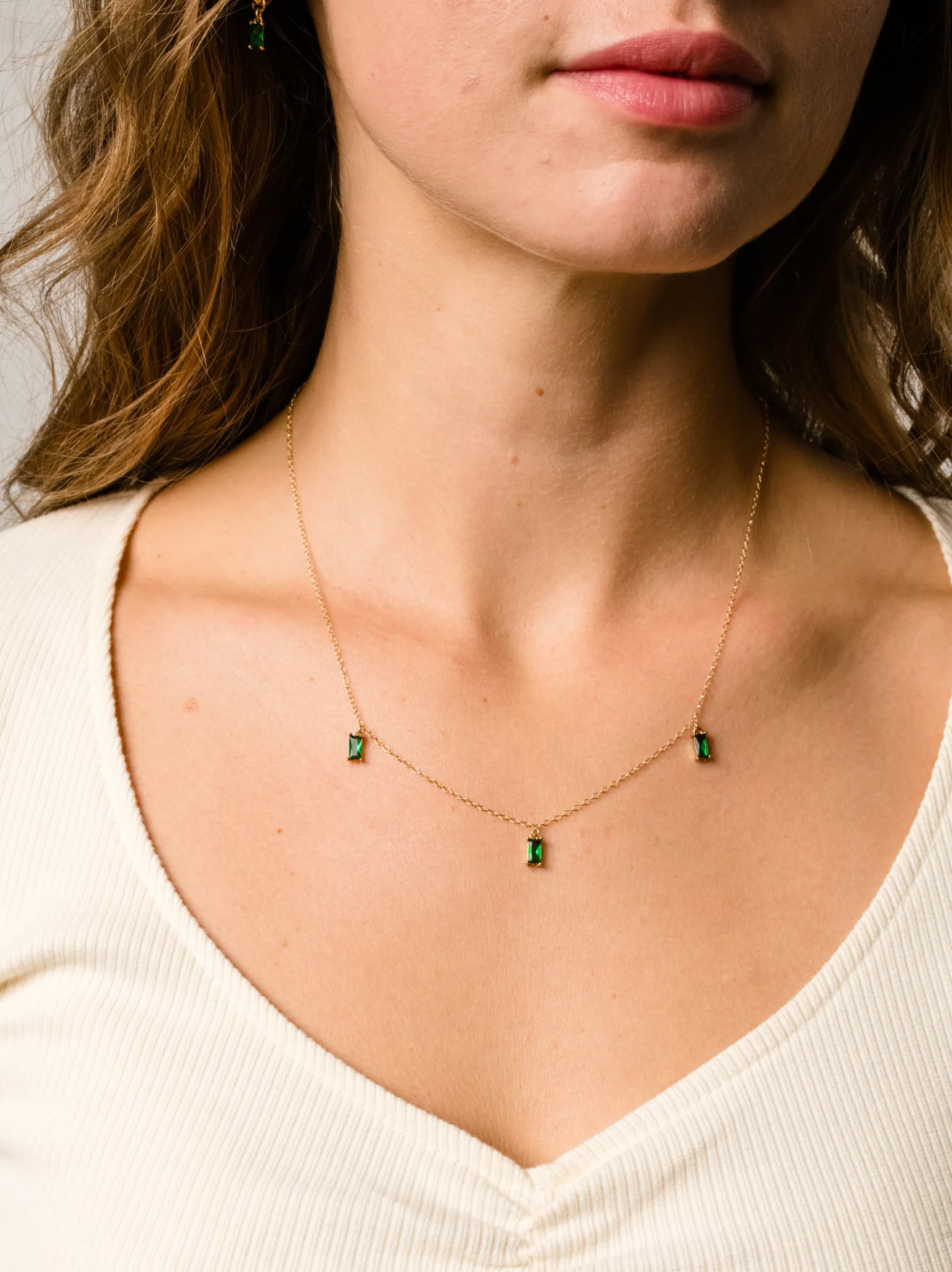 Triple Emerald Drop Necklace