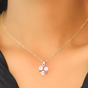 Triple Link Diamante Rhinestones Studded Gold-Toned Mini Pendant Necklace