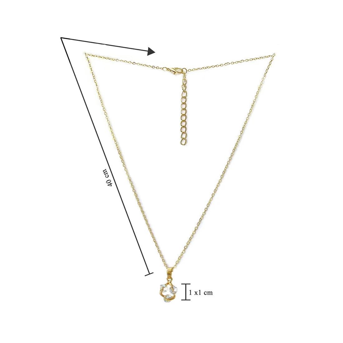 Triple Link Diamante Rhinestones Studded Gold-Toned Mini Pendant Necklace