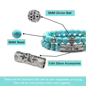 Turquoise Bracelet, Handmade Beaded 8MM Healing Crystal Beads,Adjustable Stretch Bracelet,Protection Bracelet,Turquoise Jewelry Bring Good Luck, Prosperity and Happiness, Men's and Women's Gifts
