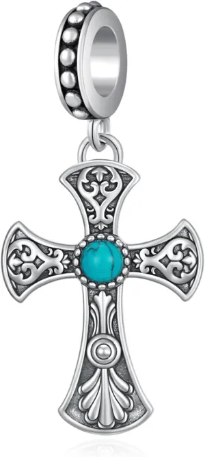 Turquoise Cross/Dragonfly Charms 925 Sterling Silver Charms for Bracelets Turquoise Jewelry Gifts for Women Mom