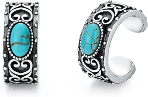 Turquoise Cuff Earrings 925 Sterling Silver Ear Cuff Non Pierced Cuff Earrings for Women