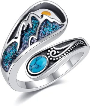 Turquoise Mountain Rings 925 Sterling Silver Spoon Mountain Ring Adjustable Thumb Ring Jewellery for Women