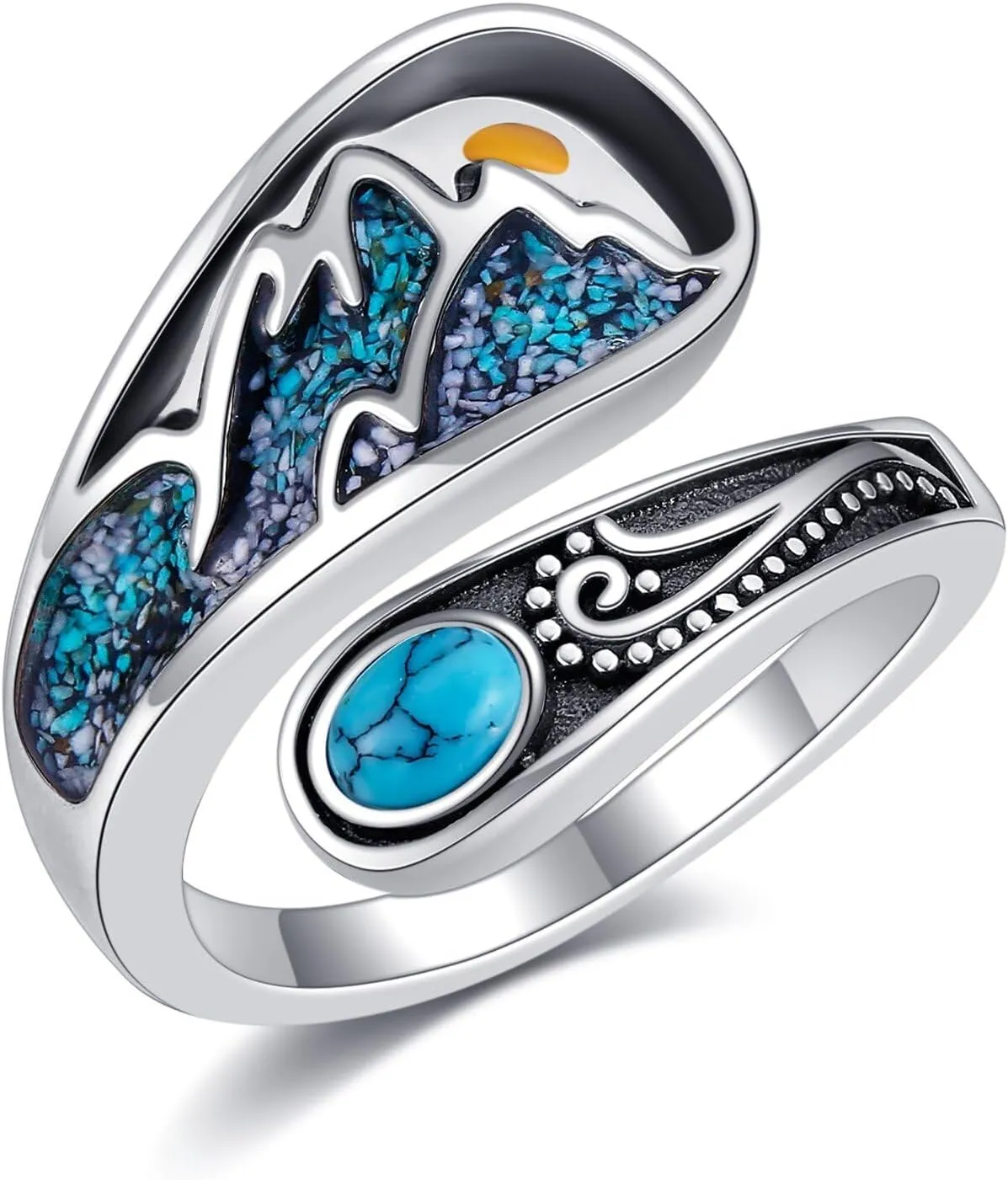 Turquoise Mountain Rings 925 Sterling Silver Spoon Mountain Ring Adjustable Thumb Ring Jewellery for Women