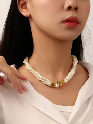 Twist Rhinestone Pearls Necklaces Accessories