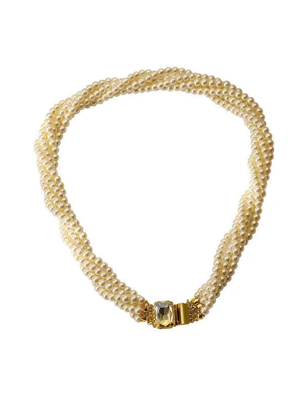 Twist Rhinestone Pearls Necklaces Accessories