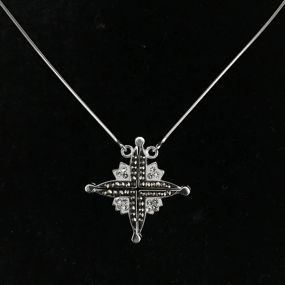 Two-Way Modern Magnetic Star of Bethlehem Necklace with Gemstones