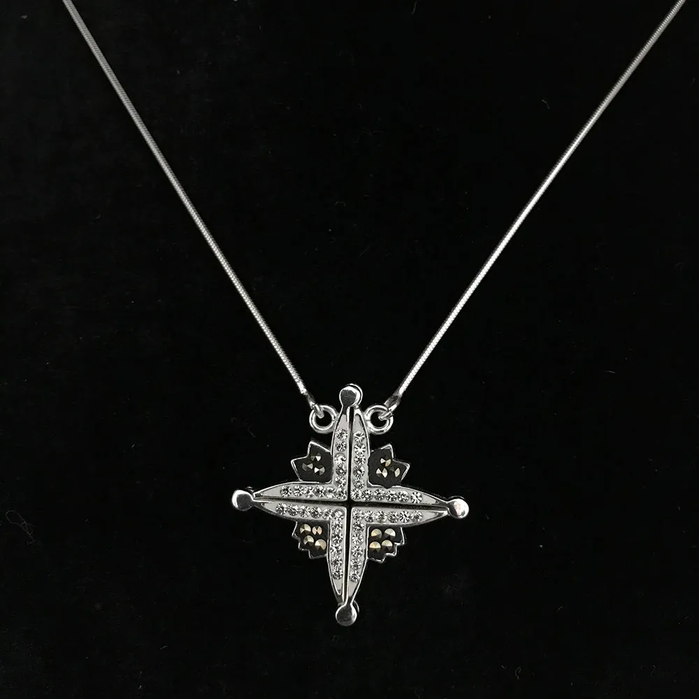 Two-Way Modern Magnetic Star of Bethlehem Necklace with Gemstones