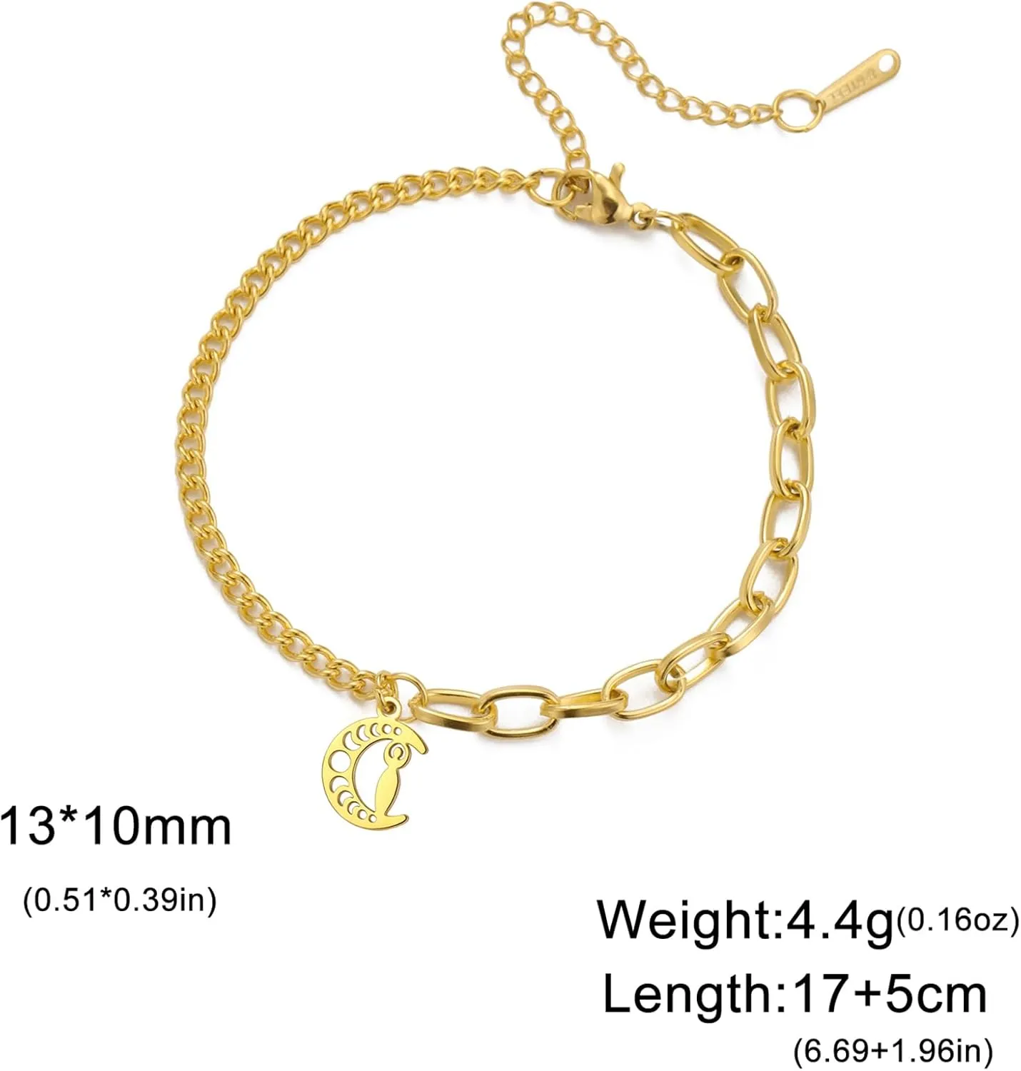 UNIFT Crescent Triple Moon Goddess Bracelets for Women Men Stainless Steel Pagan Crescent With Hecate Fertility March Goddess Bracelet Wicca Jewelry