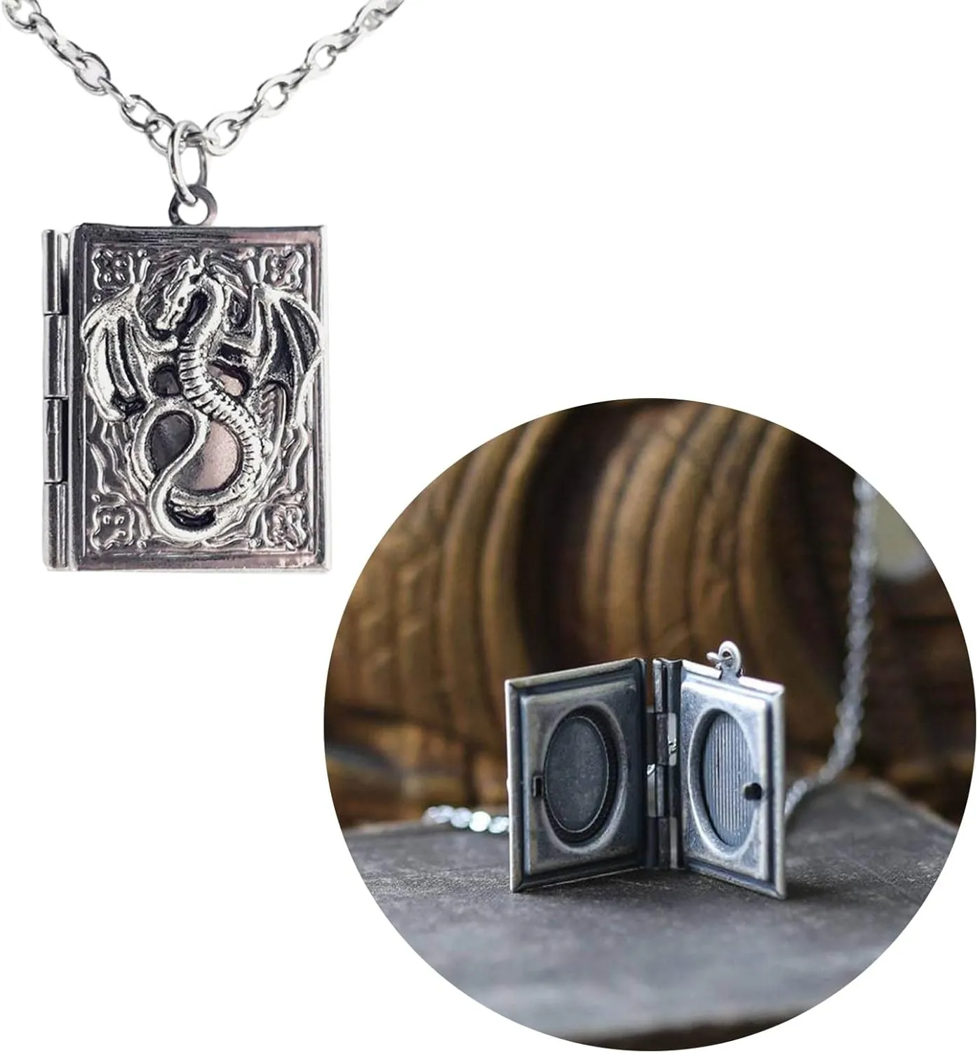 Unique Gothic Pendant Neckchains Charm Individualized Book Locket Pendant Necklace Jewelry for Daily Wear Dates Parties