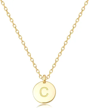 Unique Personalized Gifts for Her, Letter Double Side Engraved Disc Pendant Necklace, Initial Necklaces for Women Girls