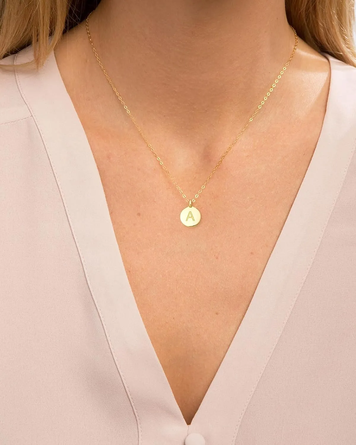 Unique Personalized Gifts for Her, Letter Double Side Engraved Disc Pendant Necklace, Initial Necklaces for Women Girls