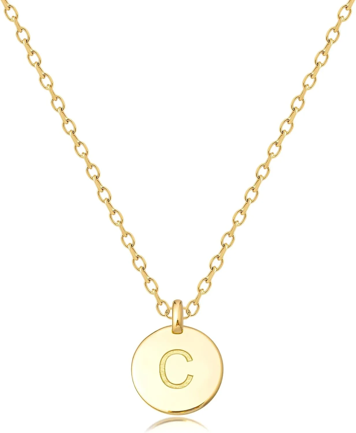 Unique Personalized Gifts for Her, Letter Double Side Engraved Disc Pendant Necklace, Initial Necklaces for Women Girls