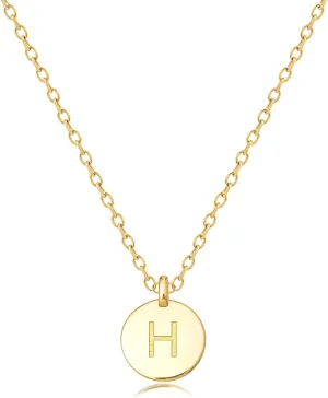 Unique Personalized Gifts for Her, Letter Double Side Engraved Disc Pendant Necklace, Initial Necklaces for Women Girls