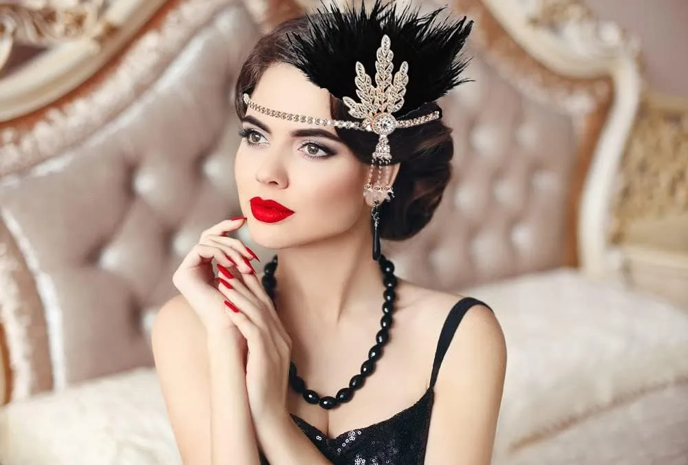 Utaly 1920's Flapper Accessory Set for Women Great Gatsby Costume Accessories 20s Headband Headpiece Pearl Necklace Gloves