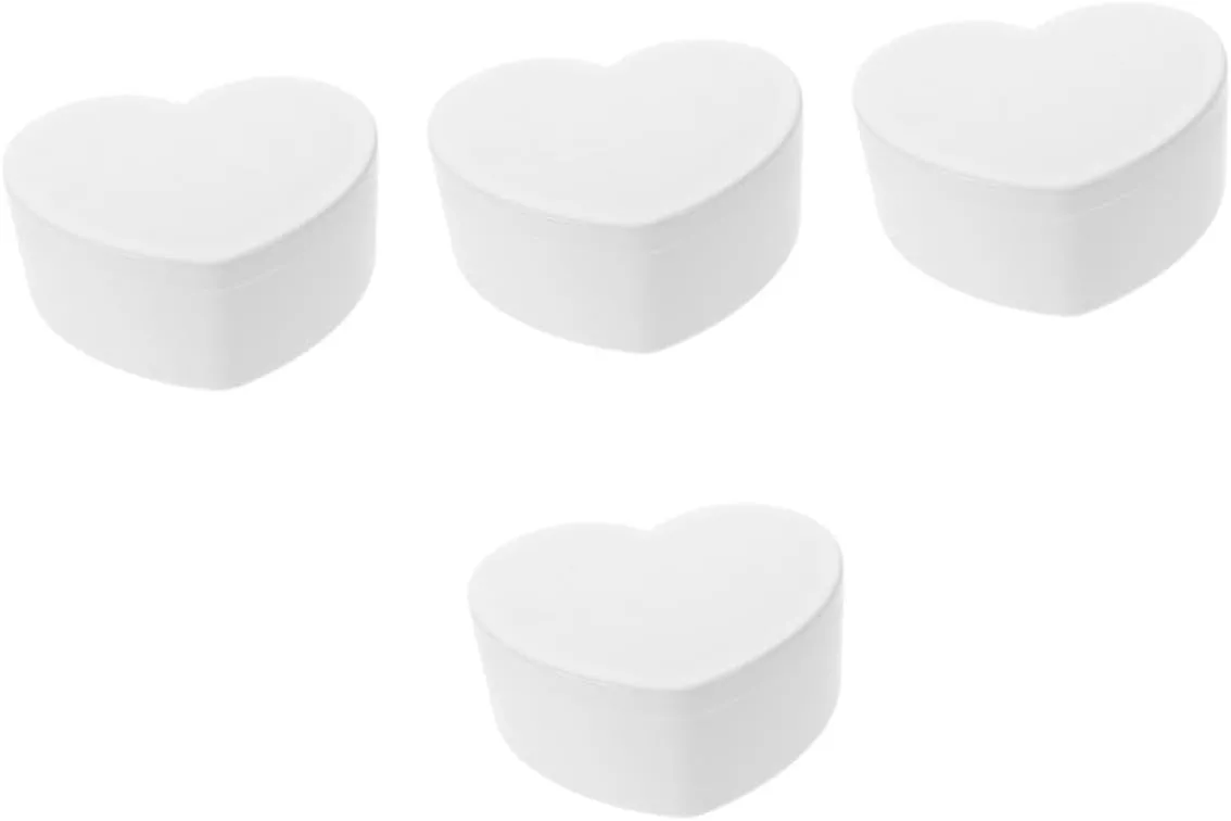 Vaguelly 4pcs Box Small Jewelry Organizer Heart Box for Earrings Necklaces Rings Portable Travel Case Mirror for Girls