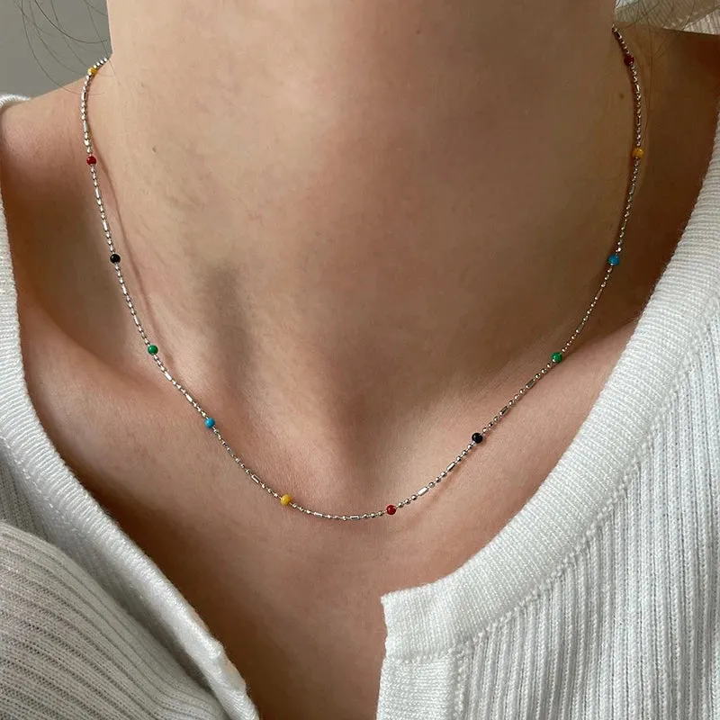 VAIGE Colorful Sunflower Charm Necklace with Dainty Silver Chain