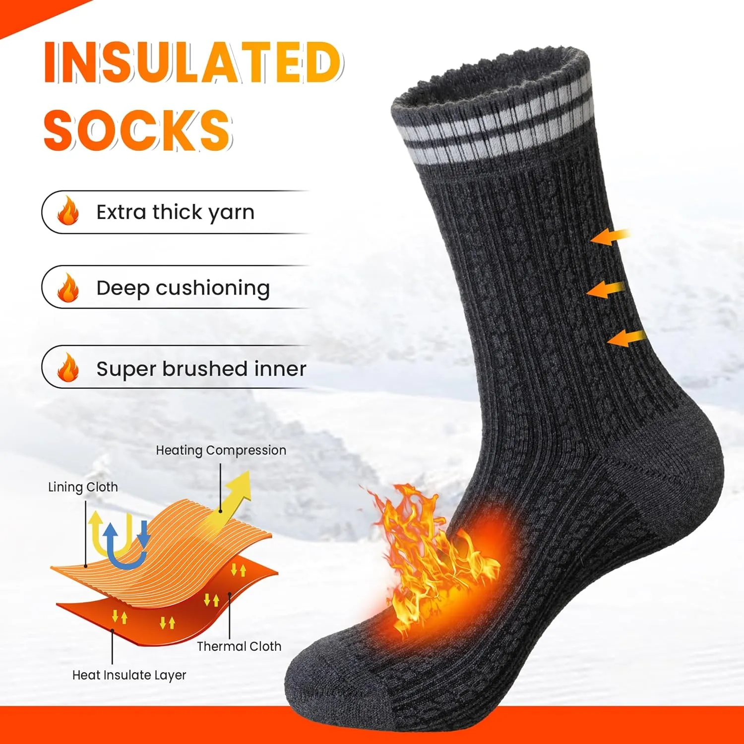 Velice Winter Warm Thermal Socks for Women Extra Thick Insulated Heated Crew Boot Socks for Cold Weather 5 Pairs