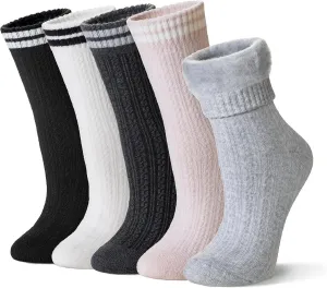 Velice Winter Warm Thermal Socks for Women Extra Thick Insulated Heated Crew Boot Socks for Cold Weather 5 Pairs