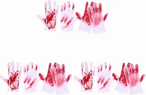 VICASKY 6 Pairs White Blood Dress up Dance Halloween Scary Halloween Decor Bloody Ornament Halloween Party Favors Prom Props Red Accessories Paw, 23X16CM